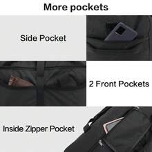Travel Duffel Bag (Black) - Foldable Large Capacity With Shoe Compartment & Multi-Pockets, Unisex Weekender Bag For Weekend Trips 1-Pack - Black 80L - View 6