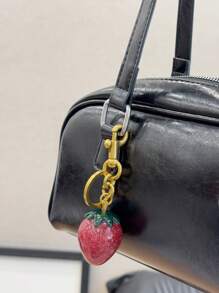 HXXOOS 1 Peça Chaveiro Kawaii de Morango com Glitter Vibes Y2K, Acessório Charmoso Estético e Fofo para Bolsa de Mulheres no Verão
