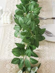 1条6.6英尺人造玫瑰叶藤蔓，绿色仿真悬挂花环，丝绸仿真花环，人造悬挂绿色植物藤蔓，适用于婚礼、家居、户外派对装饰、仿真植物、秋季卧室装饰、房间、书桌、花园装饰、房间装饰、生日毕业礼物