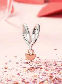 WOSTU 1pc 925 Sterling Silver Cute Heart Tassel Pendant Mother's Day Gifts Rose Golden Heart Design Charm Bead Fit DIY Original Bracelets And Necklaces For Women Fine Jewelry Accessories Mother's Day Gifts