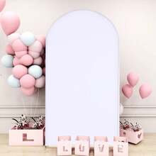 6.6FT Wedding Metal Arch With Cover Double-Sided Spandex Cover Suit For Wedding Arch Stand Birthday Party Anniversary Graduation Decoration Backdrop - trắng - Xem 6