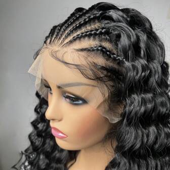 26 英寸长合成蕾丝前辫卷发无胶假发，适合婴儿头发