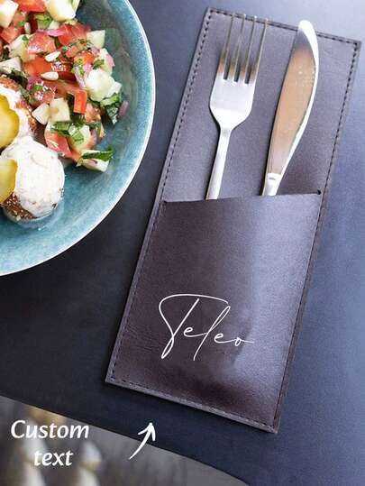 1pc Leather Cutlery Sleeve Utensil Holders Pouch Bags Knife And Fork Silverware Sleeves For Christmas Halloween Thanksgiving Table Decor,Mother's Day Gifts, Father's Day Gifts