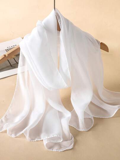 قطعة واحدة وشاح شيفون أنيق أحادي اللون للنساء، وشاح حريري متعدد الاستخدامات للربيع والأناقة اليومية