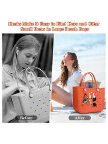 2 件套钥匙包和挂钩，适用于 Bogg 包配件、沙滩包挂钩和纽扣迷你便携式包挂钩、轻便的替换旅行配件、纯色多功能沙滩包配件钥匙扣防丢失配件、可重复使用的旅行配件、快速找到您的钥匙 - 彩色 - 查看 6