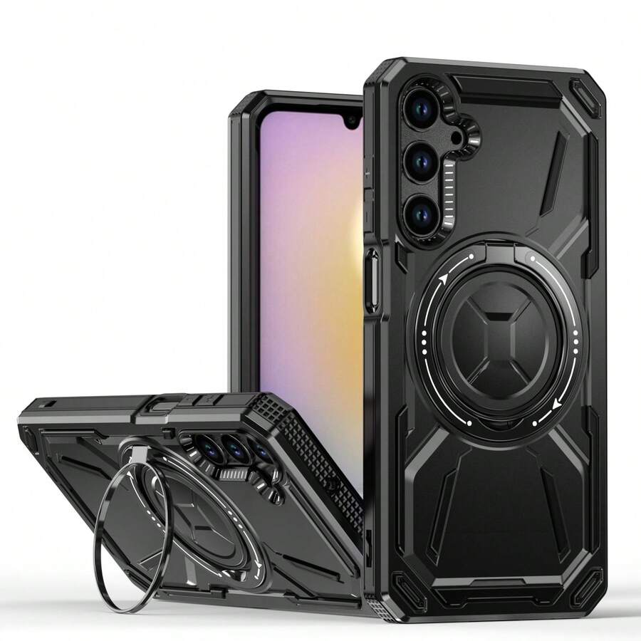 军工防摔新款机甲旋转支架防震保护手机壳，适用于Apple 11/12/13/14/15/16 Pro Max，Galaxy S22/23/24/25+ UA04/A05/A14/A15/A24/A25/A34/A54 SA56/A36/A26