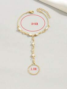 1pc Women Summer Elegant Minimalist Faux Pearl Finger Ring & Bracelet, Suitable For Everyday Wear, Party, Beach Resort