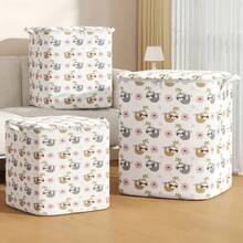 1pc Large Capacity Foldable Storage Bag With Sloth Pattern - Fabric Storage Box For Bedroom, Laundry Room, Closet - Weather-Resistant Under-Bed Storage, Suitable For Bedding, Clothes, Blankets, Toys - White - View 3