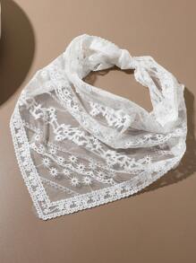 1 Peça Lenço Triangular de Renda para Mulheres, Estilo Country Francês, Tecido de Renda com Estampa Floral, Acessório de Moda para Praia, Férias, Bandana para Cabeça em Todas as Estações