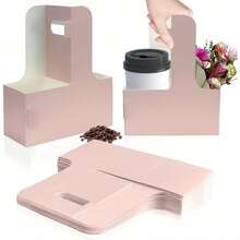 15 牛皮纸杯架，2 杯一次性外送饮料杯架带手柄，冷热饮杯架，咖啡杯架，送餐，外卖杯架