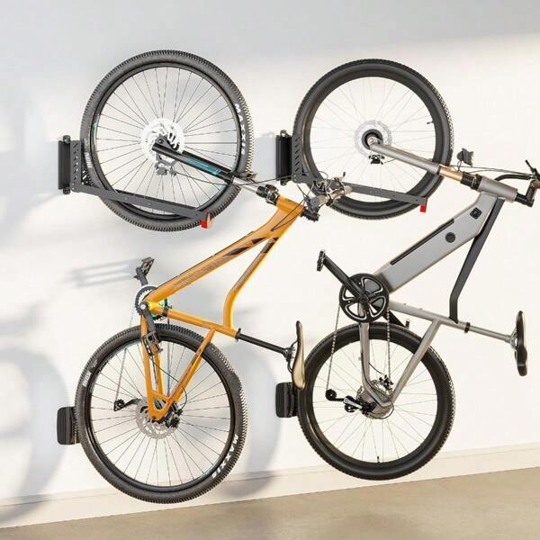 monTEK Schwenkbare Fahrrad Wandhalterung Fahrradhalterung Wand ohne schweres Heben platzsparender Fahrradständer für die Garage einfaches Einhängen und Aushängen kann bis zu 35 kg halten 2 Stück