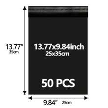 50 opakowań czarnych torebek wysyłkowych z polietylenu - super wytrzymały materiał PE, samoprzylepny klej, wodoodporny, krawędzie, bardzo duży rozmiar do pakowania hurtowego na powrót do szkoły