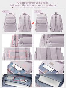 School Backpack Laptop Backpack 15-17 Inch For Women, Lightweight School Bookbag Woman 15.6" Computer Bag , Purple - Purple - View 7