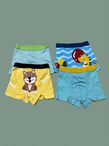 8 Sets Of Young Multi-Color Boys Cotton Boxers, Comfortable And Soft Cartoon Dinosaur, Crocodile, Lion, Giraffe, Dog, Balloon Printed Little Boy Boxer Briefs Four Seasons, Blue, Green, Yellow