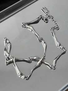 1pc Unisex Cool Minimalist 3D Wavy Twisted Design Necklace, For Daily Wear, Dates, Gifts