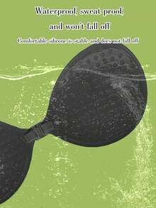 2片硅胶胸垫+2根透明肩带，加厚隐形粘胶文胸，无背无肩带文胸 - 适合小胸 - 黑色 - 查看 3