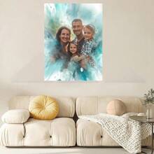 1pc Wall Arts Posters Customizes Personalized Home Portrait Watercolor Canvas Art Prints With Solid Wood Frame, High-Definition Images For Group Photos, Perfect For Birthday And Holiday Gifts, Perfect For Bedroom, Living Room Or Office Wall Decoration, Framed Canvas Wall Art Can Be Hung Directly. Canvas Art Frameless