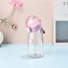 1pc 500ml Novelty Bottle, Cylindrical Fruit Flavor Sports Water Bottle With Straw, Portable, Contains 1pc Random Flavor Water Dropper Shaped Flavor Ring, Fashionable For Women & Kids