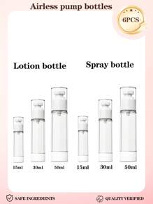 24pcs 15ml/30ml/50ml Transparent Plastic Airless Travel Pump Bottles, Suitable For Refilling Cosmetic Products Like Foundation, Cream, Shampoo, Toner. Made Of High Quality Plastic, , Reliable, Odorless And Non-Deformable/Breakable, Refillable For Reuse. Small Size For Easy Carrying In Makeup Bag Or Handbag. Suitable For Travel Or Home Use. 1pc/3pcs/6pcs/12pcs/18pcs/24pcs Set Available.