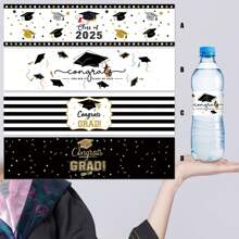 10pcs/20pcs/40pcs 2026Class Of Bottle Wrappers Graduation Water Bottle Labels Black And Gold Graduation Party Favors