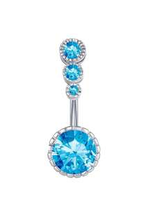 Blue Stainless Steel CZ Heart Dragon Butterfly Navel Belly Button Ring Piercing Jewelry For Women