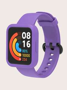 2pcs Set: Solid Color Casual Detachable Silicone Smart Watch Band + Semi-Enclosed Silicone Watch Protective Case, Suitable For Whole Day Wear, Compatible With Redmi Watch 2 Lite - Redmi Watch 2 Lite - View 17