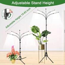 Full Spectrum Of Plant Growth Light, LED Fill Light Imitation Natural Light, 10 Dimmable, For Indoor Plant Growth, 3/9/12h Timer, Tripod Stand Plant Light Height Adjustable Stand, 360 ° Flexible Gooseneck - 黑色 - 查看 8