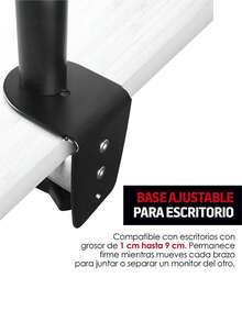 Redlemon Soporte para 2 Monitores de 132" a 32" con Base para Escritorio Ajustable - Negro - Ver 6