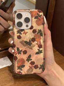 Funda de teléfono con protección de Body completo, de alta calidad, con proceso IMD, con patrón de mariposa y rosa en estilo retro y artístico, adecuada compatible con iPhone 16/15/15 Pro/15 Pro Max/14/13/12/11/X/7/8