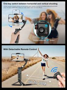AXNEN Estabilizador de Gimbal Manual de 3 Eixos para Smartphones, com Rastreamento Facial, Controle Remoto Magnético e Controle de Foco - Ideal para Fotografia, Gravação de Vídeo, Vlogging e Transmissão ao Vivo