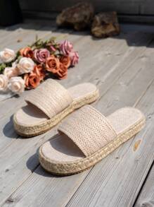 Sandales à plateforme pour femmes, sandales de loisirs pour vacances et voyages, à large largeur, à enfiler, avec semelle en corde pour une utilisation quotidienne