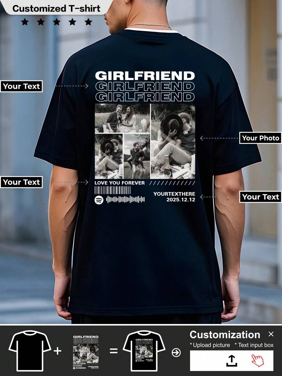 Custom Personalized T-Shirt, Men's Sport T-Shirt, Breathable, Christmas Gift, - Add Pictures (Girlfriend, Wife) To Design Your Own Personalized Printed T-Shirt,Stylish,Fashion,Hipster,Casual,Minimal Chic,Personalized,Customized,Custom,Unique,Guy Costumes,Capsule Wardrobe,Men Basic/Street Style,Ideal Gifts For Him,Boyfriend,Family,Friends,For Birthdays,For Vacation/Holiday,For School/Competition,For Sports/Climbing