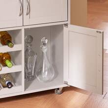 SoBuy FKW45-HG, Kitchen Storage Trolley Serving Trolley Kitchen Storage Cabinet With Stainless Steel Worktop - Khaki - View 7