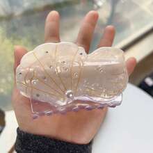 Pinces à cheveux en forme de pince de plage - Nouvelles pinces à cheveux grandes en acétate à thème océanique en forme de coquillage. Design unique et mignon, avec des motifs hippocampe, homard et coquillage avec faux perles. Pinces à cheveux, pinces à mâchoire, pinces à cheveux, clips à cheveux pour femmes. Accessoires pour cheveux pour les tenues de vacances. - Multicolore - Voir 9