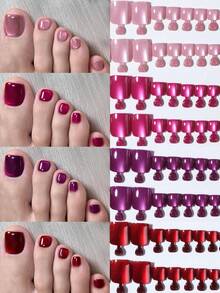 98 件（4 件混合）Y2K 方形光泽美学血红色水晶猫眼亚克力按压脚趾甲短方形完美贴合假指甲套装，包括：1 件果冻胶和 1 件指甲锉，红色、粉色、热红色猫眼指甲适合女士和女孩日常佩戴狂欢派对使用美甲用品指甲 - 彩色 - 查看 8