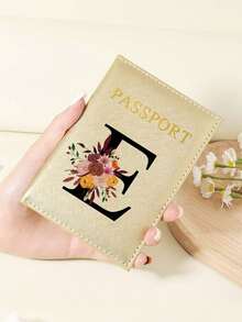 1pc A-Z 26 Letters Fashionable Letter Print Stylish Burgundy Passport Cover, Premium PU Leather Passport Wallet With Multi-Card Pockets For Credit Cards, Boarding Passes, And IDs Graduation - Burgundy - View 50