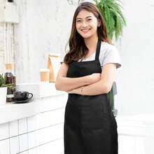 12 Pack Bib Apron,Unisex Black Commercial Apron With 2 Pockets,Unisex Black Plain Aprons With Long Ties,Kitchen Cooking Aprons For Women Men Chef,Painting BBQ Grilling Baking Restaurant,Machine Washable - 白色 - 查看 3