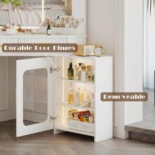 Corner Vainty Desk With Lighted Mirror, Modern Fluted Makeup Vanity With Charging Station, Drawers & Storage Cabinet, Stool, Women Dressing Table For Bedroom (White) - 白色 - 查看 7