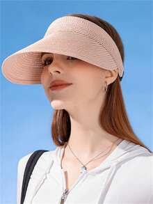 1pc Women's Straw Sun Hat, Foldable Ponytail Beach Hat, Suitable For Ladies Travel In Summer - A - View 6