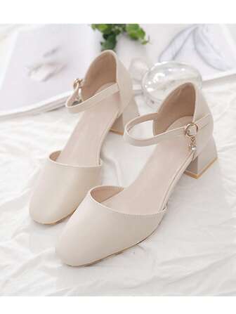 2025 Summer New Chunky Heel Closed Toe Sandals For Women, Versatile Vacation Shoes