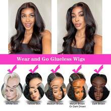 Wear And Go Glueless Wigs Human Hair Pre Plucked Pre Cut 5x5 HD Lace Closure Wigs Human Hair Body Wave 250% Density Human Hair For Women (28Inch) - Natural Black - View 7