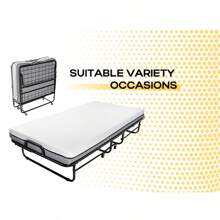 SnozeFlex SnozeFlex Folding Bed With Mattress, SPortable Foldable Bed With Storage Cover, SRollaway Bed For Adults With Memory Foam Mattress And Metal Frame, SCot Size Guest Bed On Wheels, 75 X 38