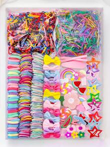 546件/套彩色校园发饰套装，包含发圈、花朵发夹、蝴蝶结发夹、可爱动物和字母发夹，适合女孩和女士，满足各种发型创意，是返校季必备，适合甜美、休闲或独特风格，四季皆宜的日常必备，包含发夹、蝴蝶结、发带等。