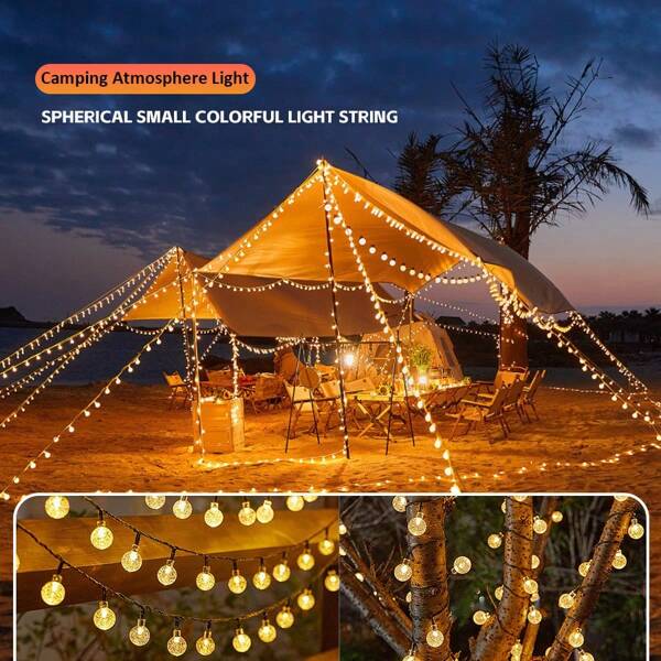 Solar Globe String Lights LED Tuinverlichting 8 Modi Globe String Lights IP44 Waterdicht Voor Thuis Balkon Feest Bruiloft Kerstdecoratie Automatisch Opladen / Licht Aan Warm Licht