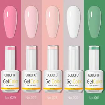 GUIBOFU 5 Stücke 0,5 Oz Gel-Nagellack Set, gleiche Farbe, gleiche Flasche, Soft-Gelb-Lackset für Nagelkunst-Maniküre im Salon oder Zuhause für Frauen