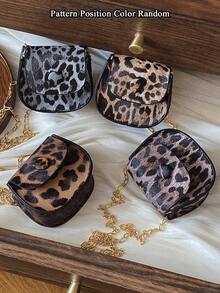 1 Pc Mini Vintage Leopard Print Maiden Chain Crossbody Bag Children Saddle Bag Flip Bag Shoulder Bag Versatile Portable Lightweight Flip Closure Coin Purse For Travelfor Vacation Outdoor Supermarket Festival Shopping Children's Gifts Birthday Gifts Give A Gift To Your Daughter Pu Leather Leopard Print Pattern Casual Bag Girls Children Bestfriend Teen Use Perfect Key Storage Bag Travel Accessories - Multicolor - View 1