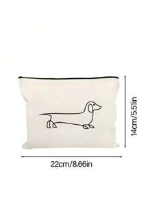 Simple Line Dachshund Puppy Cosmetic Bag - Large Capacity Travel Cosmetic Bag, Used For School Cosmetic Bag Back To School, Portable Zippered Women's Cosmetic Bag, Storage Bag, Perfect Gift For Couple And Family, Holiday Gift, Good Gift For Classmates, Friends, Bridesmaids, Sisters, Single Hand Bag Cosmetic Bag,For Holiday Beach, Bathroom Collection, Bedroom Collection, Large Capacity