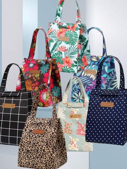 1/2pcs Portable Insulated Lunch Bag, Handheld Thermal Lunch Box For Student, Picnic, Outdoor, Summer Outdoor Bags For Food, Picnic Camping Bags,Back To School