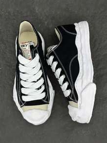 MMY Shoes Classic Anti-Slip Wear-Resistant Lightweight Low-Top Board Shoes For Male And Female Campus Lovers Black And White,Suitable For Students, Gifts, Festivals, Campus