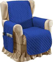 Sofa Protector Cover For 1 Seater Armchair With Storage Pocket - 藍色 - 查看 2